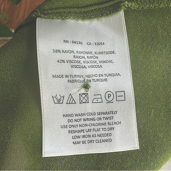 Anthropologie Maeve Kalas Henley Olive Green 3/4 Sleeve Round Neck Blouse SZ M - Picture 14 of 16